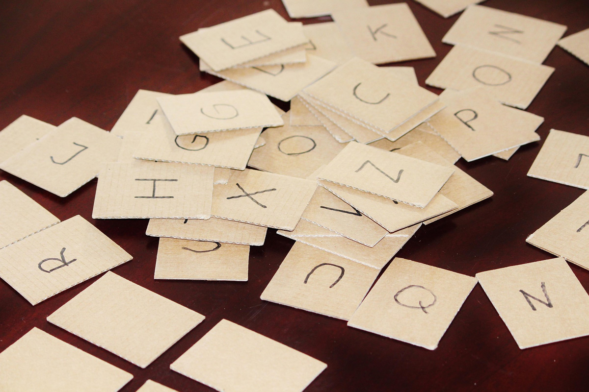 Karten mit einzelnen Buchstaben